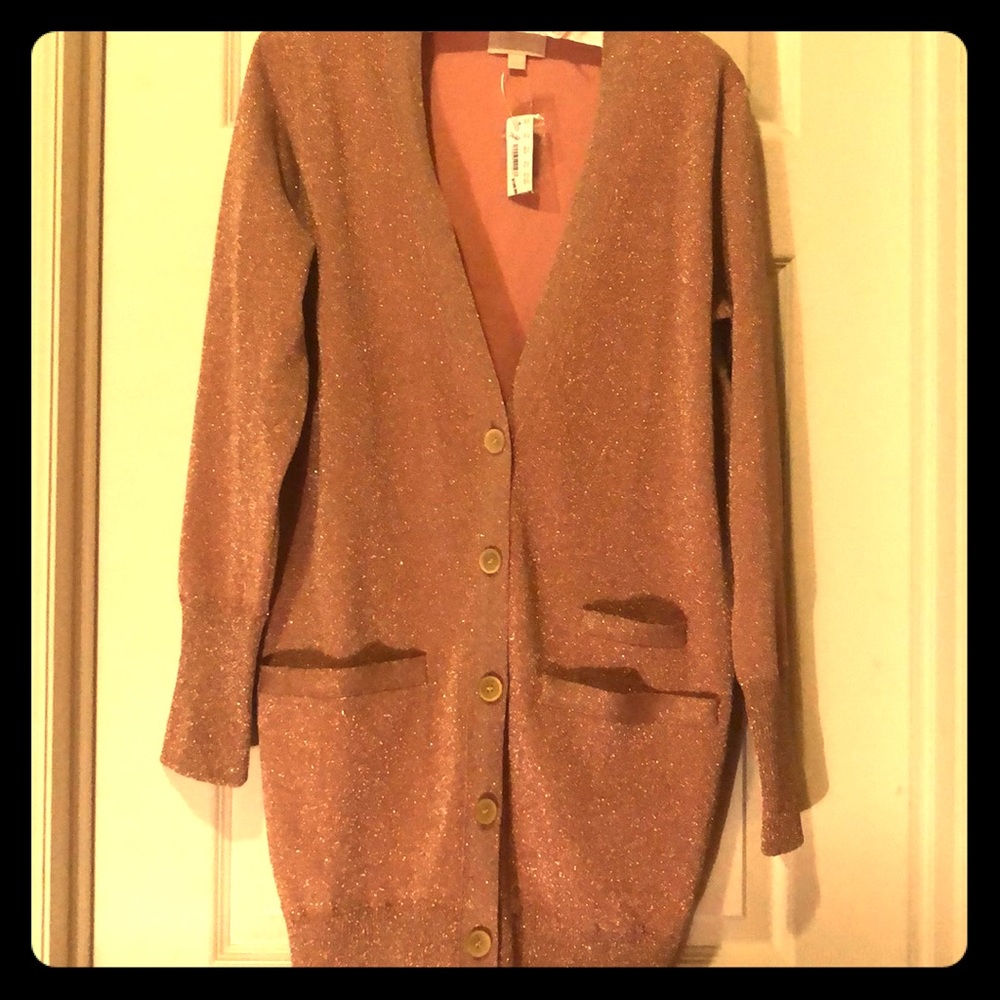 Rose gold long sweater.